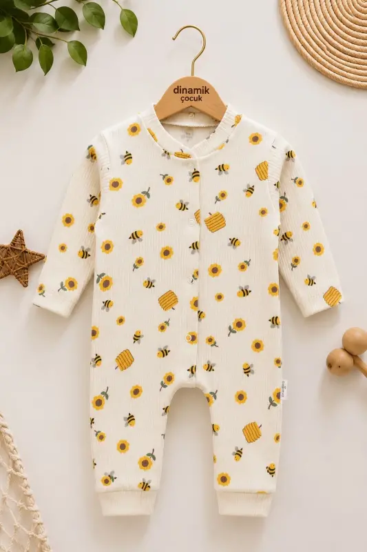 Unisex Baby Safari and Bee Print Snap-Closure Newborn - 1