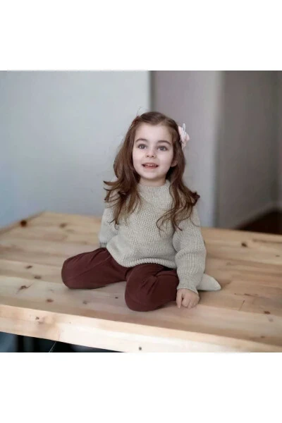 Unisex Baby Toddler Oversize Knit Sweater with Bicycle Collar - BEBEĞİME ÇORAP