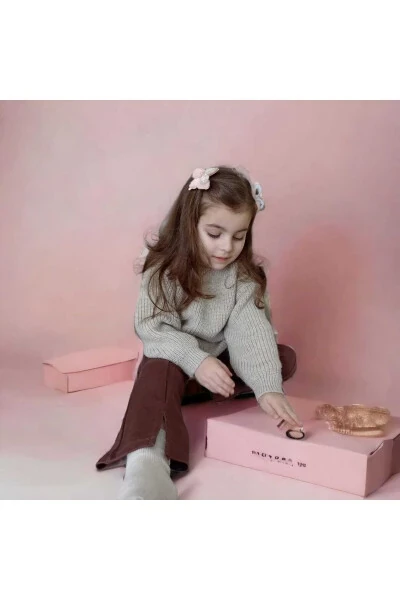 Unisex Baby Toddler Oversize Knit Sweater with Bicycle Collar - BEBEĞİME ÇORAP (1)