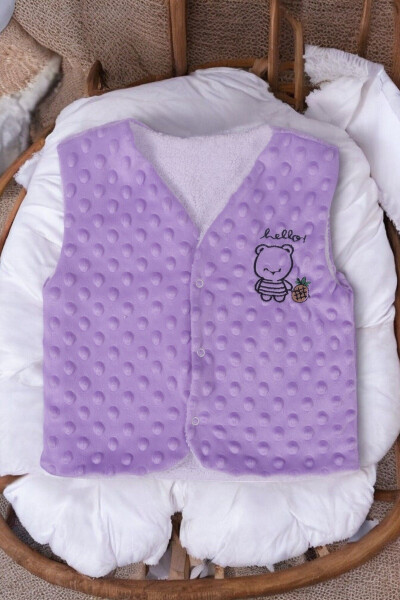 Unisex Baby Vest, Bear Embroidered, Polar Inside, Welsoft Outside - 1