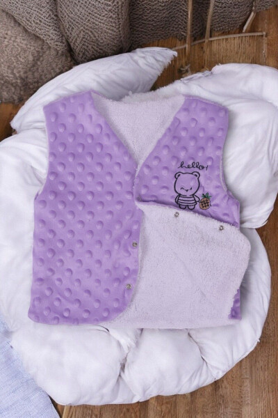 Unisex Baby Vest, Bear Embroidered, Polar Inside, Welsoft Outside - 2