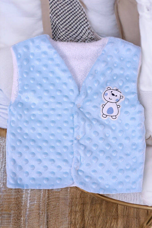 Unisex baby vest, fleece inside, welsoft outside, bear embroidery. - 4