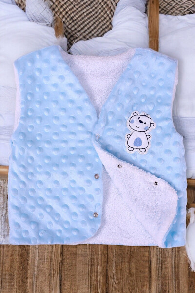 Unisex baby vest, fleece inside, welsoft outside, bear embroidery. - 5