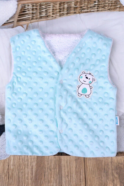 Unisex baby vest, polar inside, welsoft outside, with bear embroidery. - 1