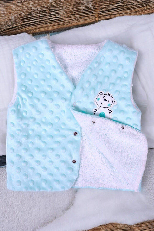 Unisex baby vest, polar inside, welsoft outside, with bear embroidery. - 2