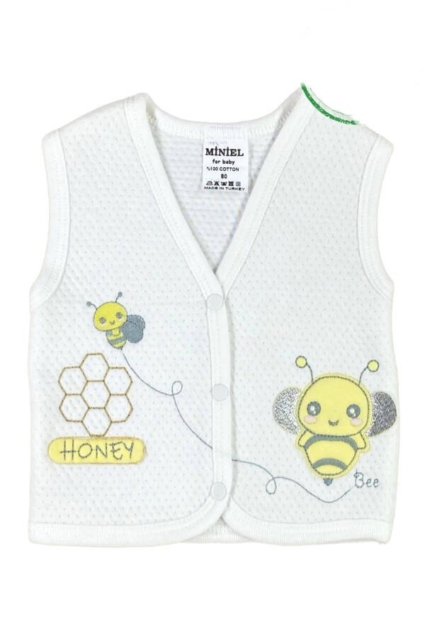 Unisex Baby Vest Set, 3-piece, Quilted, Bee Embroidery, Organic Cotton, 3-6-9 Months - 6