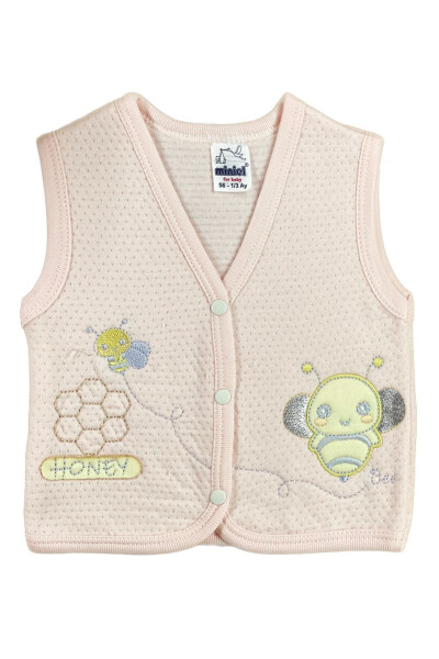 Unisex Baby Vest Set, 3-piece, Quilted, Bee Embroidery, Organic Cotton, 3-6-9 Months - 8