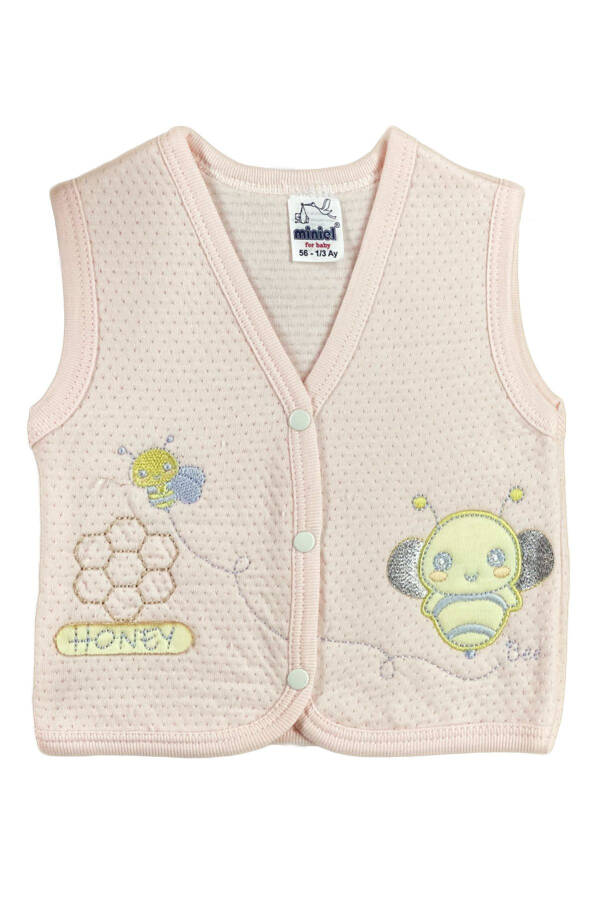 Unisex Baby Vest Set, 3-piece, Quilted, Bee Embroidery, Organic Cotton, 3-6-9 Months - 8