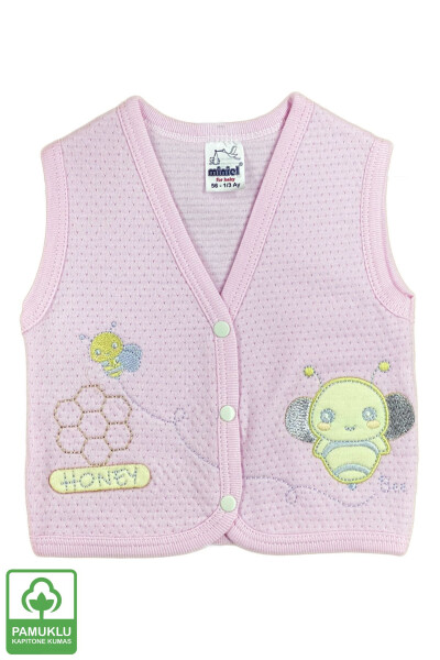 Unisex Baby Vest Set, 3-piece, Quilted, Bee Embroidery, Organic Cotton, 3-6-9 Months - 3