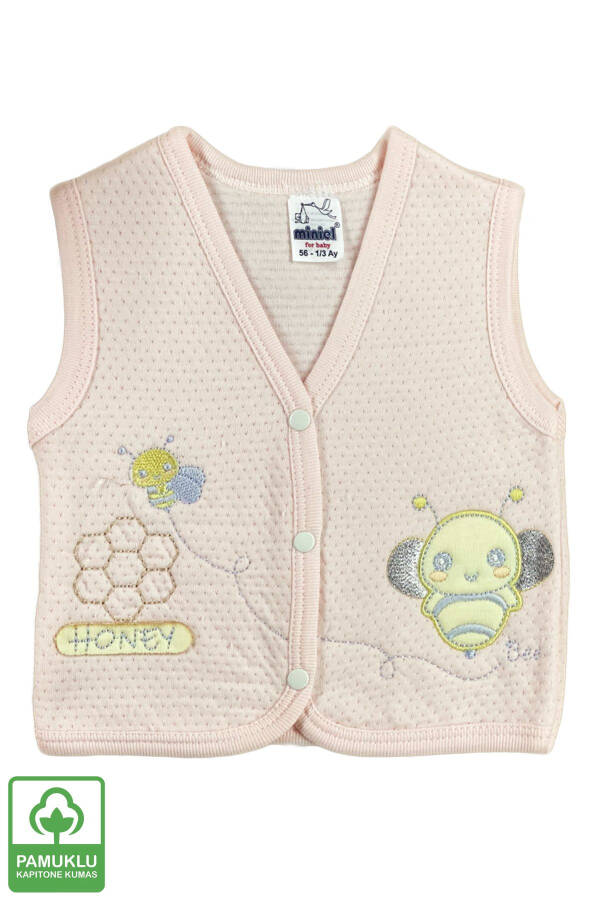 Unisex Baby Vest Set, 3-piece, Quilted, Bee Embroidery, Organic Cotton, 3-6-9 Months - 4