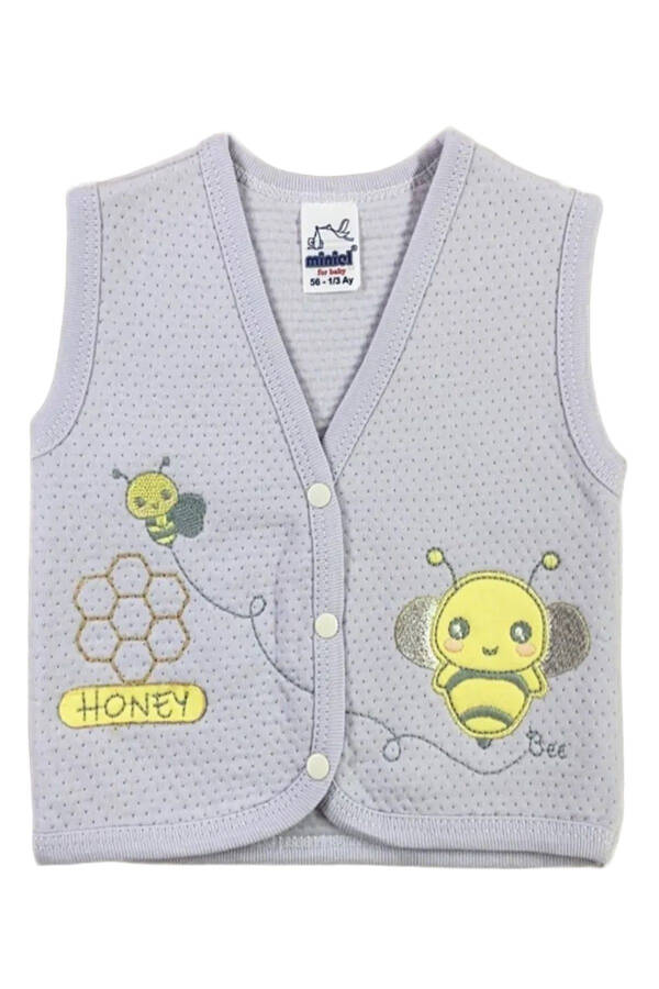 Unisex Baby Vest Set, Organic Cotton, Bee Embroidery, 3-6-9 Months, Quilted - 7