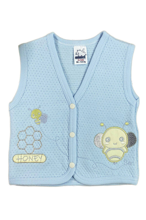 Unisex Baby Vest Set, Organic Cotton, Bee Embroidery, 3-6-9 Months, Quilted - 8