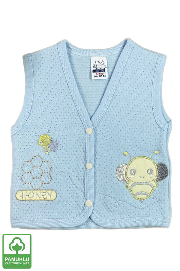 Unisex Baby Vest Set, Organic Cotton, Bee Embroidery, 3-6-9 Months, Quilted - 4