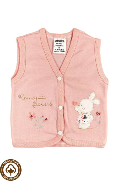 Unisex Baby Vest Set, Organic Cotton, Canvas Rabbit Embroidery, 3-6-9 Months, 3 Pack - 6