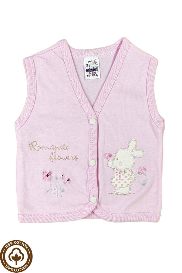 Unisex Baby Vest Set, Organic Cotton, Canvas Rabbit Embroidery, 3-6-9 Months, 3 Pack - 8