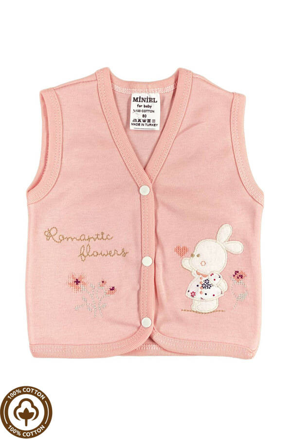 Unisex Baby Vest Set, Organic Cotton, Canvas Rabbit Embroidery, 3-6-9 Months, 3 Pack - 2