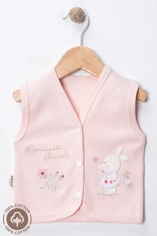 Unisex Baby Vest Set, Organic Cotton, Canvas Rabbit Embroidery, 3-6-9 Months, 3 Pack - 4