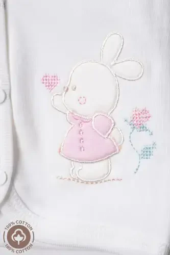 Unisex Baby Vest Set, Organic Cotton, Canvas Rabbit Embroidery, 3-6-9 Months, 3 Pack - 6