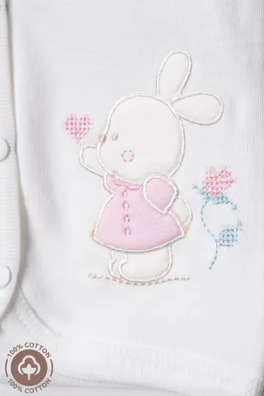 Unisex Baby Vest Set, Organic Cotton, Canvas Rabbit Embroidery, 3-6-9 Months, 3 Pack - 6
