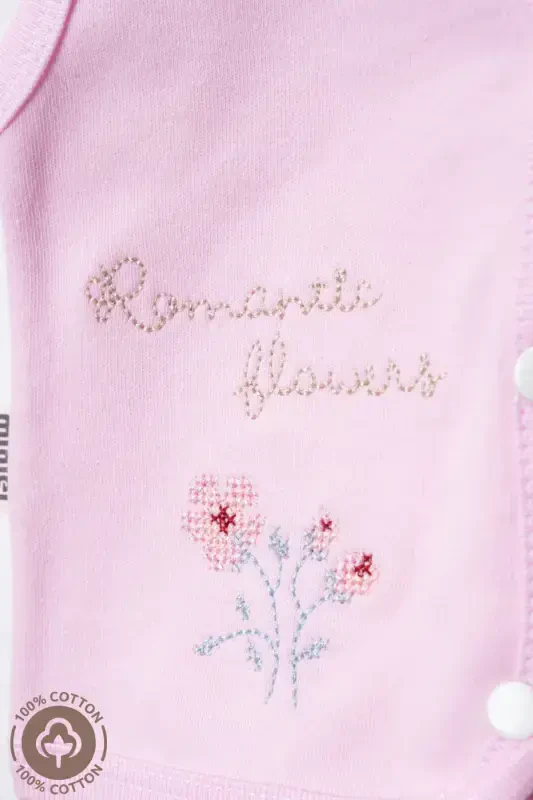 Unisex Baby Vest Set, Organic Cotton, Canvas Rabbit Embroidery, 3-6-9 Months, 3 Pack - 8