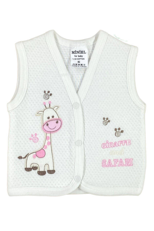 Unisex baby vest set with giraffe embroidery, made of organic cotton, 3-piece quilted, for babies 3-6-9 months. - 6