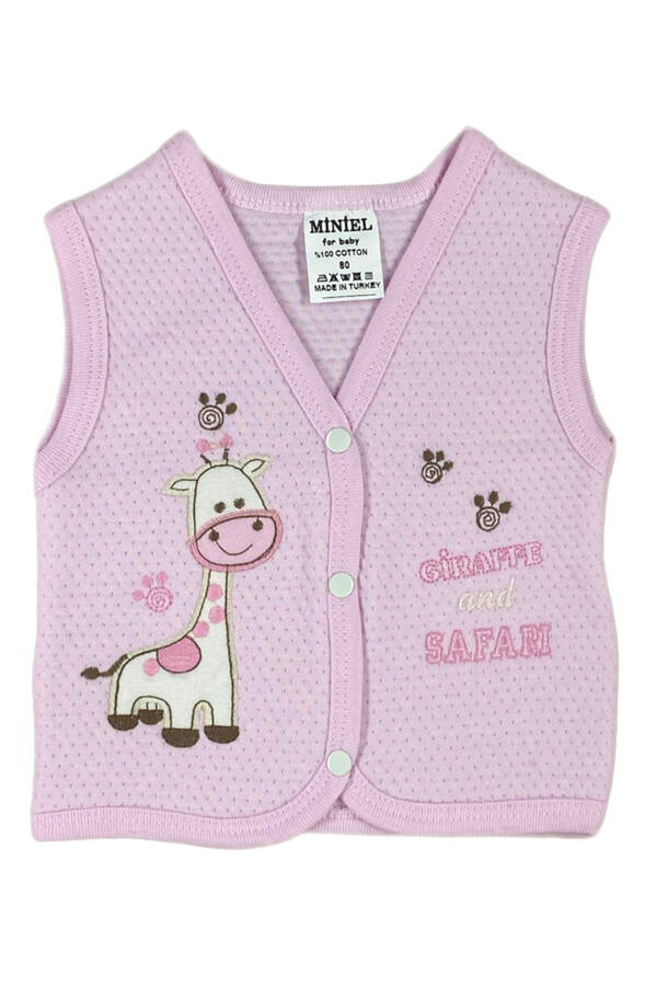 Unisex baby vest set with giraffe embroidery, made of organic cotton, 3-piece quilted, for babies 3-6-9 months. - 7