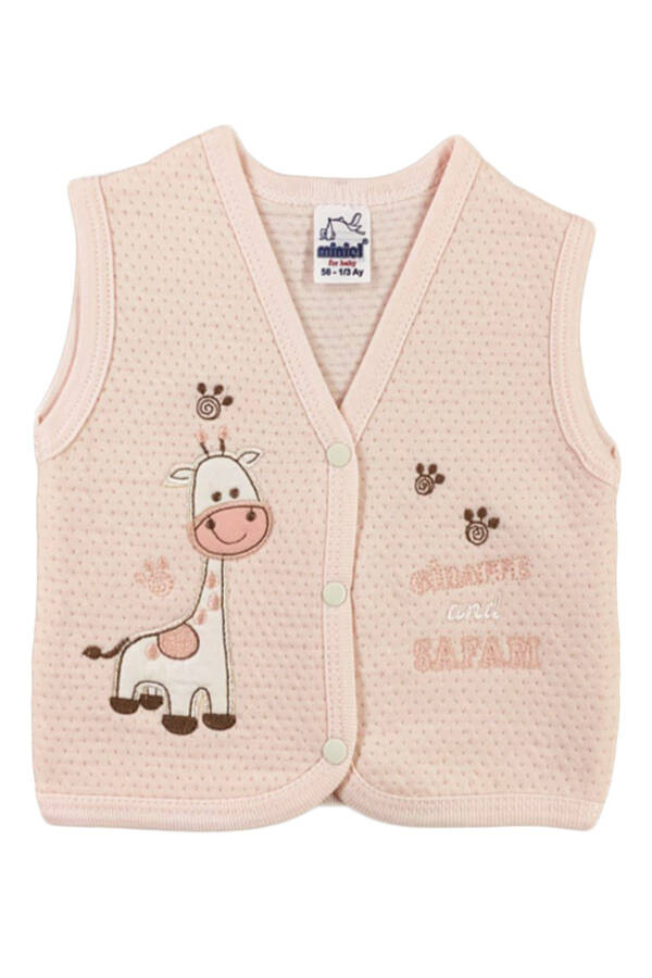 Unisex baby vest set with giraffe embroidery, made of organic cotton, 3-piece quilted, for babies 3-6-9 months. - 8