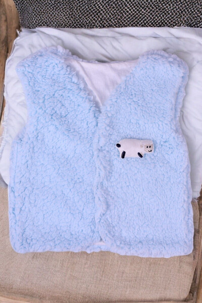 Unisex baby vest with sheep embroidery, filled with welsoft. - 3