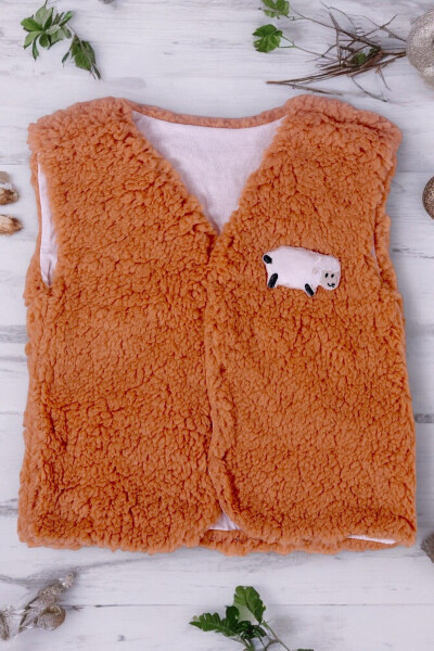 Unisex baby vest with sheep embroidery, Welsoft padded. - 4