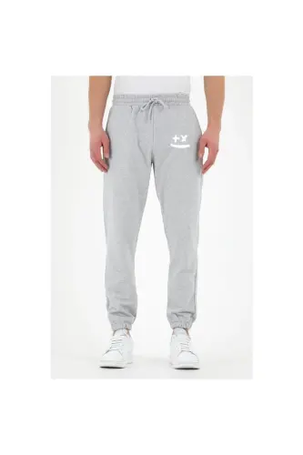 Unisex Bad Smile Baskılı Açık Gri Jogger - Açık Gri 3 