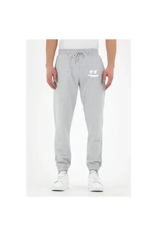 Unisex Bad Smile Printed Light Gray Jogger-Light Gray 3 - 1