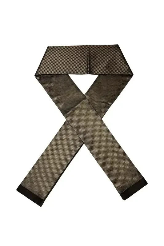 Unisex Baklava Patterned Satin Thin Cashmere Textured Warm Soft Winter Scarf-Gift-Gold - 1