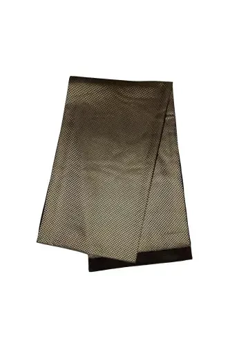 Unisex Baklava Patterned Satin Thin Cashmere Textured Warm Soft Winter Scarf-Gift-Gold - BIES (1)