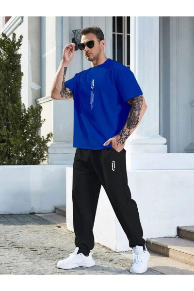 UNISEX Baskılı Eşofman Takımı - Bisiklet Yaka T-shirt & Jogger Eşofman Altı - 1