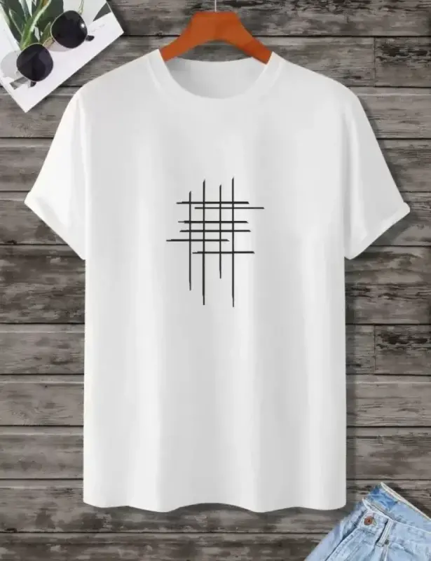 Unisex Baskılı Oversize T-Shirt - Beyaz - BÜYÜKBEDENIZ