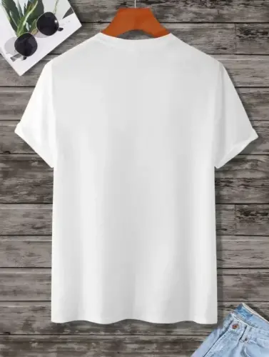 Unisex Baskılı Oversize T-Shirt - Beyaz - BÜYÜKBEDENIZ (1)