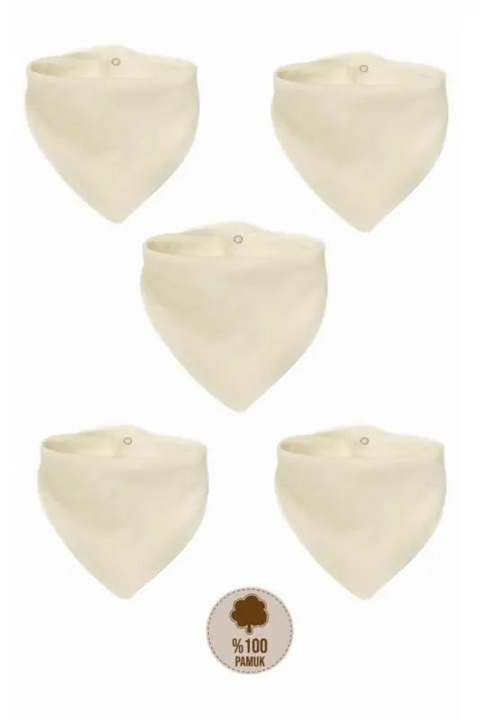 Unisex Bebek %100 Pamuk Kumaş Beyaz Renk Fular Mama Önlüğü - Salya Önlüğü 5 Adet - LUMOS TRADE