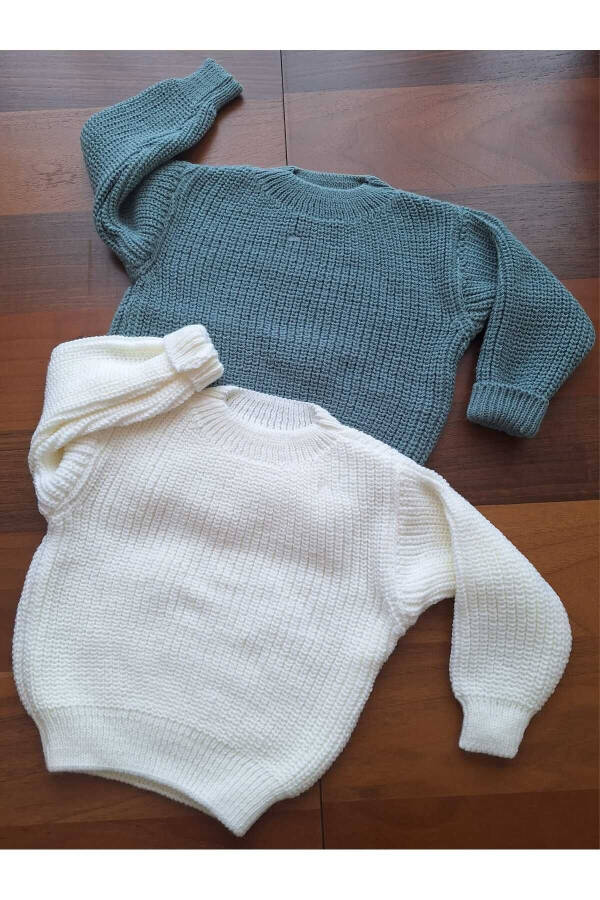 Unisex Bebek Çocuk Bisiklet Yaka Extra Esnek Triko Kazak (2li kazak seti) - 14