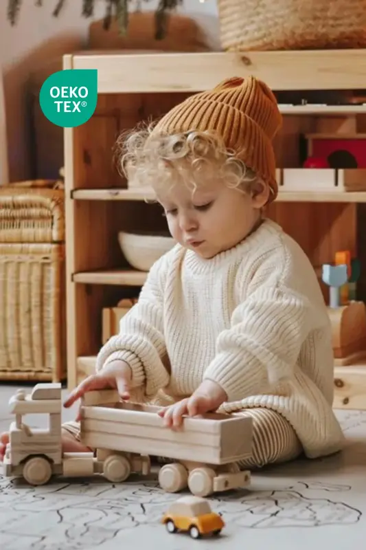 Unisex Bebek Çocuk Bisiklet Yaka Oversize Triko Kazak 6 Ay-5 Yaş - Krem - 1