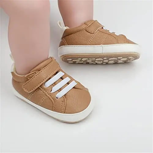 Unisex Baby Boys Girls High-Top Ankle Sneakers Soft Rubber Sole Infant Crib Shoes Toddler First Walkers - 3