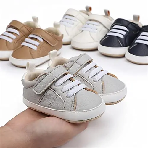 Unisex Baby Boys Girls High-Top Ankle Sneakers Soft Rubber Sole Infant Crib Shoes Toddler First Walkers - 4
