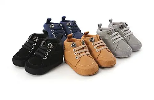 Unisex Baby Boys Girls High-Top Ankle Sneakers Soft Rubber Sole Infant Crib Shoes Toddler First Walkers - MYPPGG (1)