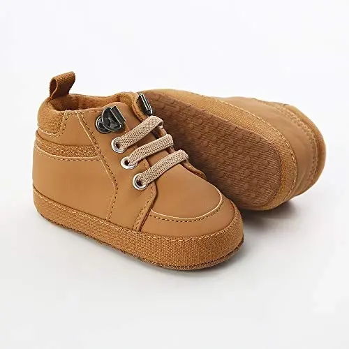 Unisex Baby Boys Girls High-Top Ankle Sneakers Soft Rubber Sole Infant Crib Shoes Toddler First Walkers - 5