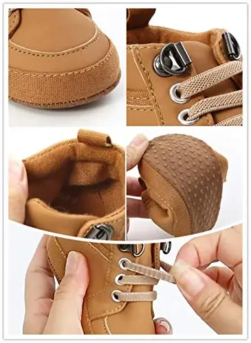 Unisex Baby Boys Girls High-Top Ankle Sneakers Soft Rubber Sole Infant Crib Shoes Toddler First Walkers - 7