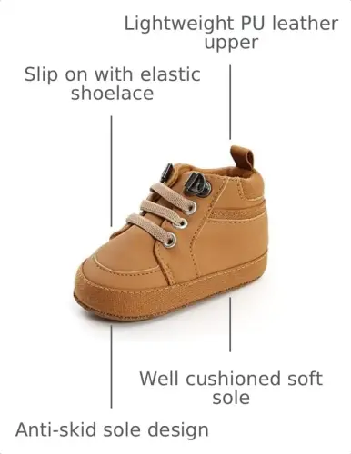 Unisex Baby Boys Girls High-Top Ankle Sneakers Soft Rubber Sole Infant Crib Shoes Toddler First Walkers 