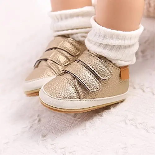Unisex Baby Boys Girls High-Top Ankle Sneakers Soft Rubber Sole Infant Crib Shoes Toddler First Walkers - MYPPGG (1)