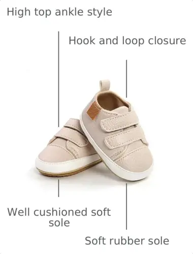 Unisex Baby Boys Girls High-Top Ankle Sneakers Soft Rubber Sole Infant Crib Shoes Toddler First Walkers 