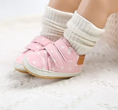 Unisex Baby Boys Girls High-Top Ankle Sneakers Soft Rubber Sole Infant Crib Shoes Toddler First Walkers - 3