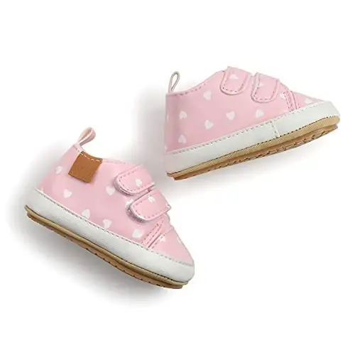 Unisex Baby Boys Girls High-Top Ankle Sneakers Soft Rubber Sole Infant Crib Shoes Toddler First Walkers - 6