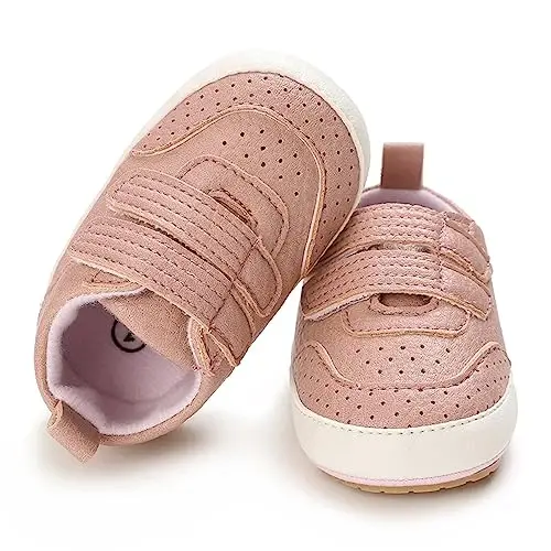 Unisex Baby Boys Girls High-Top Ankle Sneakers Soft Rubber Sole Infant Crib Shoes Toddler First Walkers - 4
